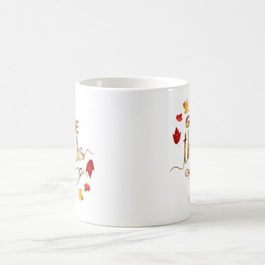 Geef Dank Herfst Rustieke Thanksgiving Monogram Koffiemok (Center)