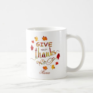 Geef Dank Herfst Rustieke Thanksgiving Monogram Koffiemok