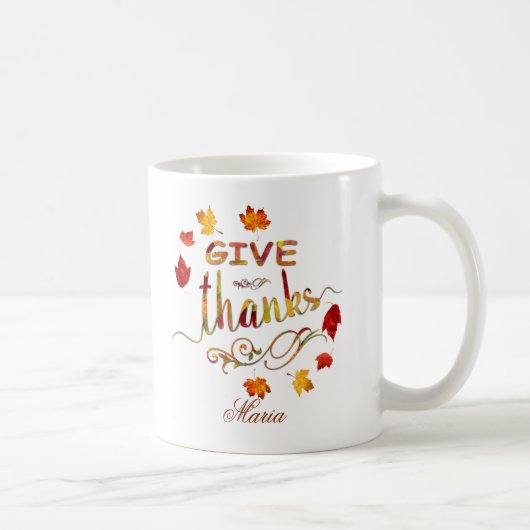 Geef Dank Herfst Rustieke Thanksgiving Monogram Koffiemok (Rechts)
