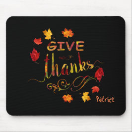 Geef Dank Herfst Rustieke Thanksgiving Monogram Muismat