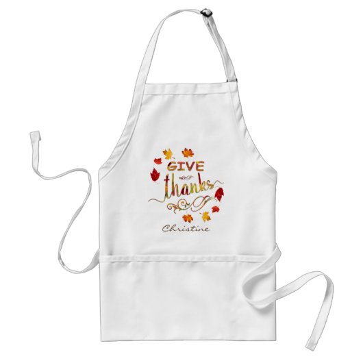 Geef Dank Herfst Rustieke Thanksgiving Monogram Standaard Schort (Voorkant)