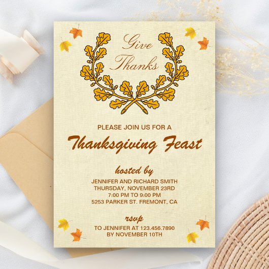 Geef Dank | Herfstkrans Thanksgiving-feest Kaart