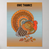 Geef Dank Kalkoen Herfst Kleuren Uitgespreide Staa Poster (Voorkant)