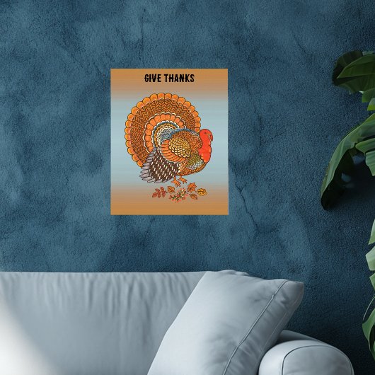 Geef Dank Kalkoen Herfst Kleuren Uitgespreide Staa Poster