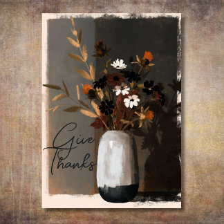 Geef Dank Oogst Herfst Wilde Bloem Thanksgiving Feestdagen Kaart