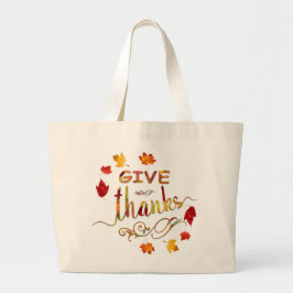 Geef Dank Oogst Rustieke Thanksgiving Monogram Grote Tote Bag