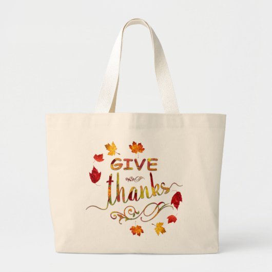 Geef Dank Oogst Rustieke Thanksgiving Monogram Grote Tote Bag (Voorkant)