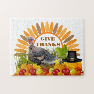 Geef Dank Oogst Thanksgiving Kalkoen, Pompoenen Va Legpuzzel