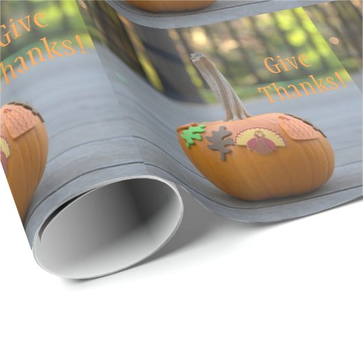 Geef Dank Oranje Pompoen Mooie Cadeaupapier (Rol Hoek)
