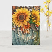 Geef dank Pompoen en Zonnebloemen Kaart (Gele Bloem)