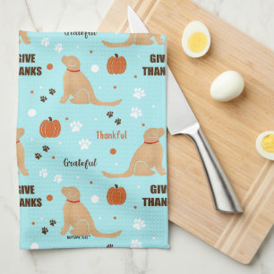 Geef Dank Pompoen Gouden Hond Keuken Handdoek