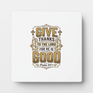 Geef Dank Psalm 107 Vintage Christelijk T-shirt Fotoplaat