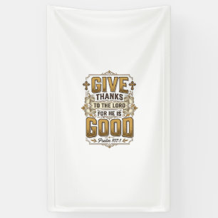 Geef Dank Psalm 107 Vintage Christelijk T-shirt Spandoek