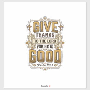 Geef Dank Psalm 107 Vintage Christelijk T-shirt Sticker