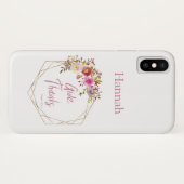 Geef dank Roze Paarse Bloemen Waterverf Case-Mate iPhone Case (Achterkant (horizontaal))