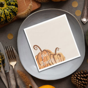 Geef Dank Rustieke Aquarel Pompoen Thanksgiving Servet