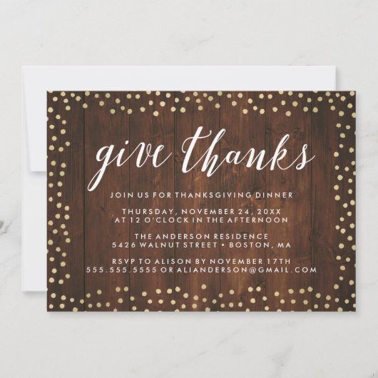 Geef Dank | Uitnodiging voor Thanksgiving Dinner (Voorkant)