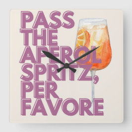 Geef de Aperol Spritz-print door | Italiaanse cock Vierkante Klok