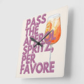 Geef de Aperol Spritz-print door | Italiaanse cock Vierkante Klok (Hoek)