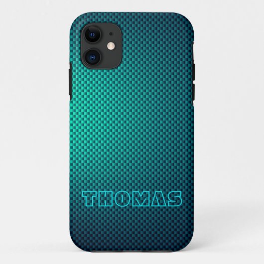 Geef de blauwe Aqua-koolstofvezel aan Case-Mate iPhone Case (Achterkant)