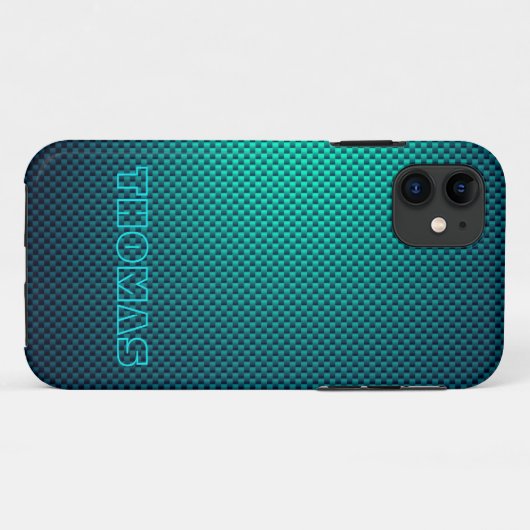 Geef de blauwe Aqua-koolstofvezel aan Case-Mate iPhone Case (Achterkant (horizontaal))