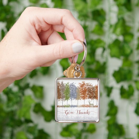 Geef de Bomen van de Thanksgiving van Bedankt en L Sleutelhanger (Hand)