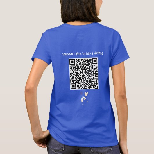 Geef de bruid een drankje met aangepaste QR-code T-shirt (Achterkant)