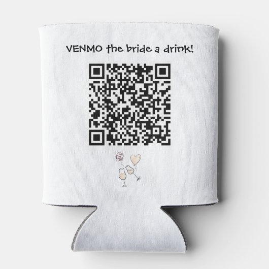 Geef de Bruid een Drink met Aangepaste QR Code Blikjeskoeler (Achterkant)