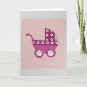 Geef de donkerroze stroller een persoonlijk tintje kaart