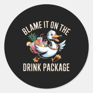 Geef-de-drankpakket-de-schuld-Funny-Duck-Cruise Ronde Sticker