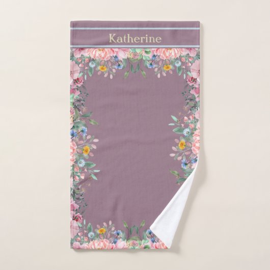 Geef de Floral Border Mountbatten roze aan Handdoek (Handdoek)