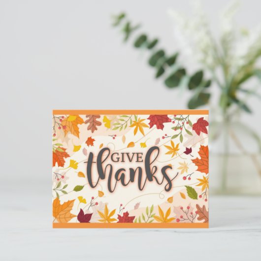 Geef de Herfst van Bedankt Autumn verlaten Thanksg Briefkaart (Staand voorkant)