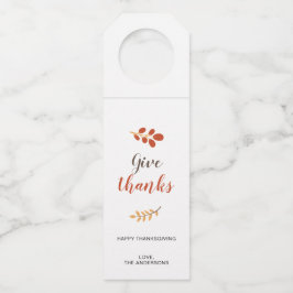 Geef de Herfst van de Thanksgiving van het Manuscr Flessenhanger