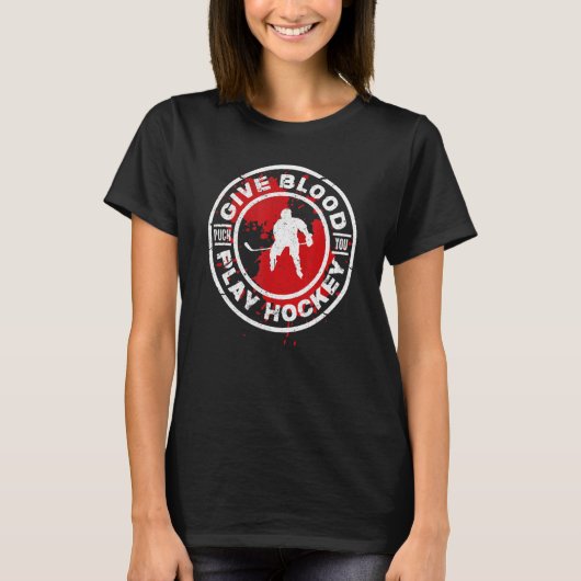Geef de Hockey Ice Hockey Player van het Bloedspel T-shirt (Voorkant)
