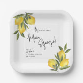 Geef de hoofdrol waterverf citroen trouw bruisfees papieren bordje (Voorkant)
