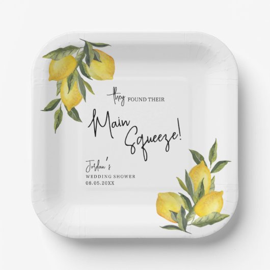 Geef de hoofdrol waterverf citroen trouw bruisfees papieren bordje (Voorkant)