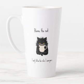 Geef de kat de schuld Funny Black Cat Liefhebber Latte Mok