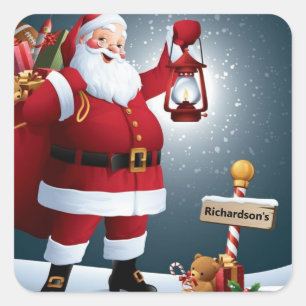 Geef de kerstkaart van de kerstman een persoonlijk vierkante sticker