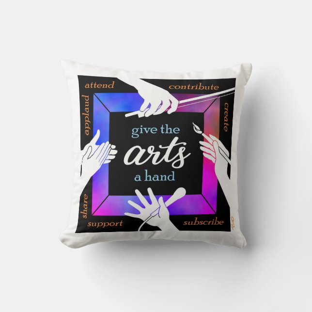 Geef de kunst een hand handtekeningenkussen kussen (Voorkant)