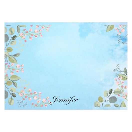 Geef de naam Blauw Sky Eenvoudige Floral Border aa Post-it® Notes