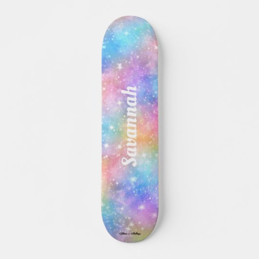 Geef de naam Galaxy Nebula Rainbow Gradient aan Persoonlijk Skateboard (Voorkant)
