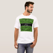 Geef de naam helder groen glitter zebra stripe aan t-shirt (Voorkant volledig)