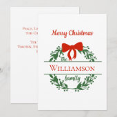 Geef de naam Kerstmis van de Red Green Wreath-fami Feestdagenkaart (Voorkant / Achterkant)