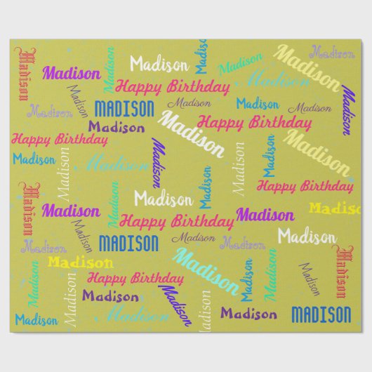 Geef de naam kleurrijke Birthday Party-cadeautje a Cadeaupapier (Vlak)