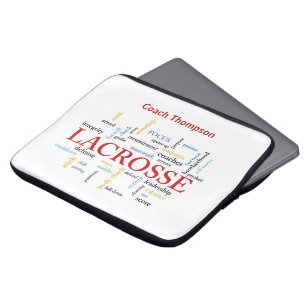 Geef de naam Lacrosse Coach-Bedankt woorden aan Laptop Sleeve