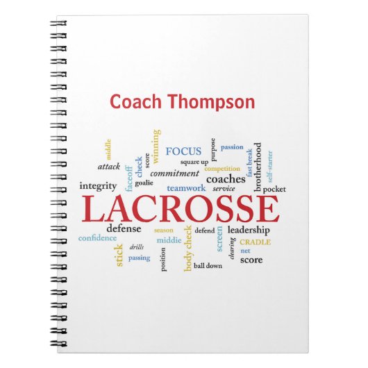 Geef de naam Lacrosse Coach-Bedankt woorden aan Notitieboek (Voorkant)