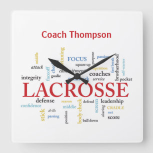 Geef de naam Lacrosse Coach-Bedankt woorden aan Vierkante Klok