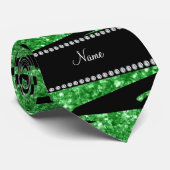Geef de naam licht groene glitter zebra strepen aa stropdas (Opgerold)