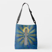 Geef de naam Maagd Mary aan met Halo Crossbody Tas (Achterkant)