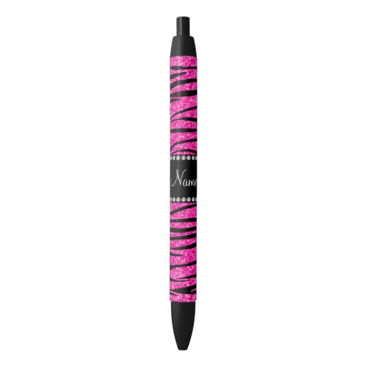 Geef de naam neon hot roze glitter zebra aan zwarte inkt pen (Voorkant Verticaal)
